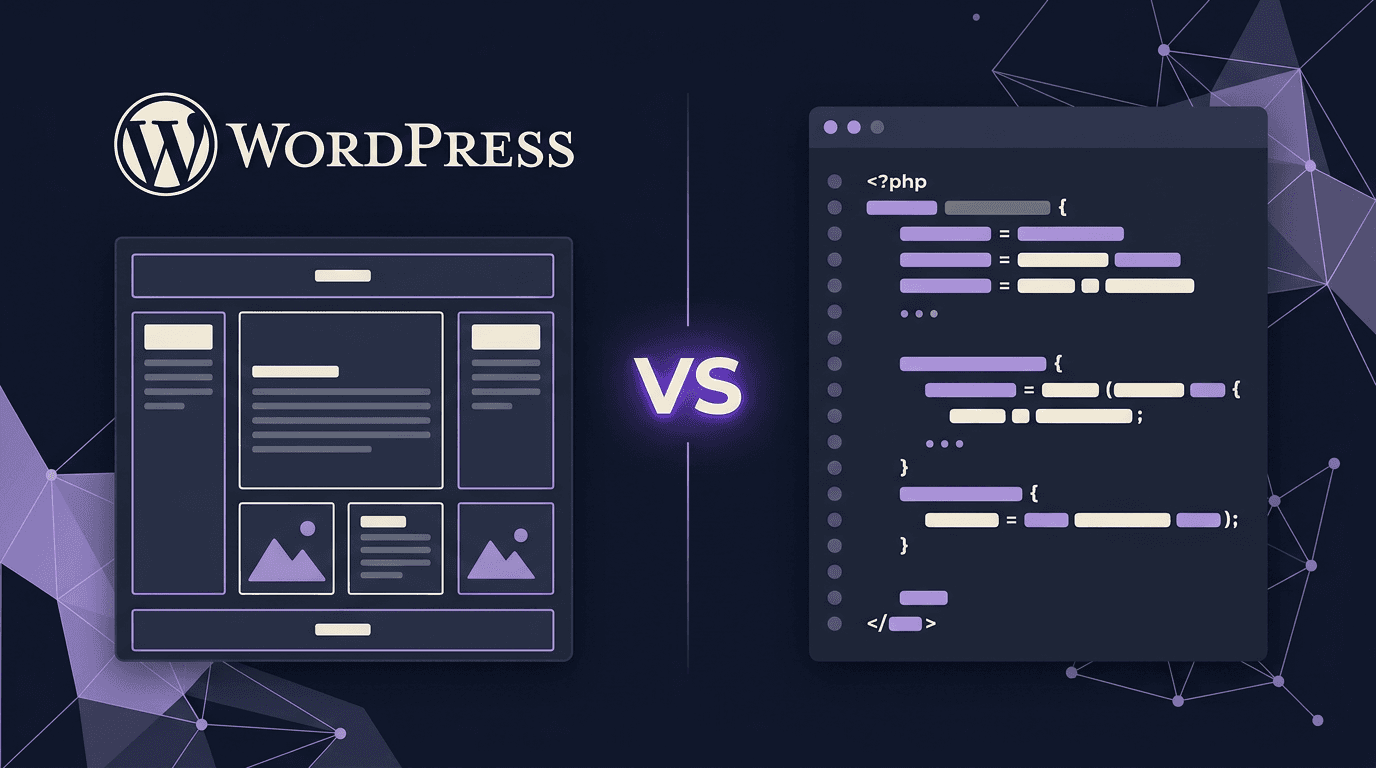 WordPress és egyedi kódolt weboldal összehasonlítás, sablon versus kód