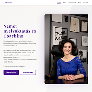 Andics Éva német nyelvtanár Budapest weboldal - 23 év tapasztalat nyelvvizsga felkészítés - Farkas Márk webfejlesztés projekt - Egyedi WordPress honlap coaching szakembereknek
